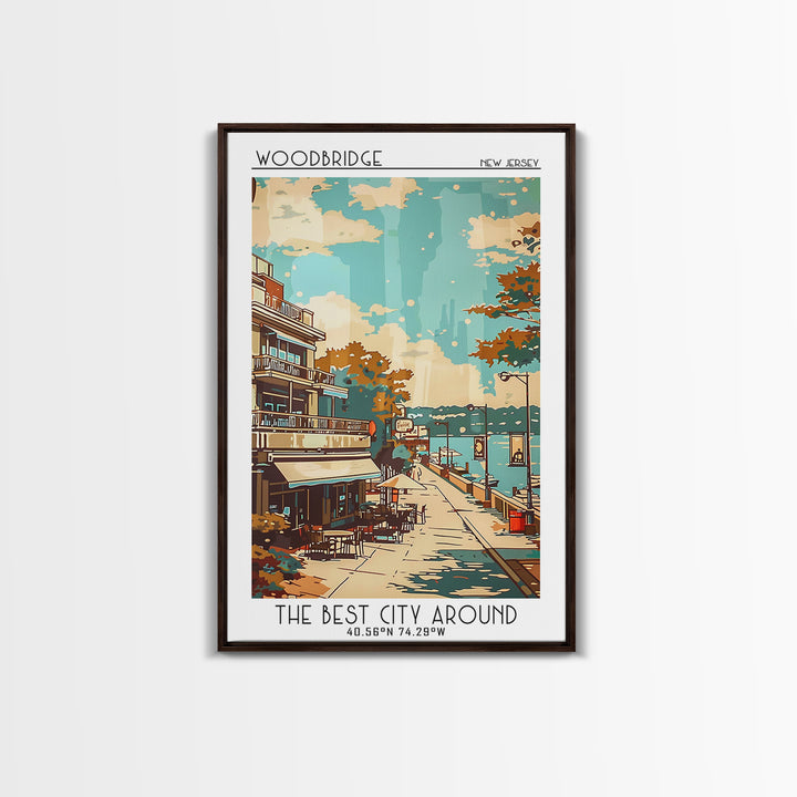 Woodbridge New Jersey Travel Poster, Canvas Print, City Travel Poster, Travel Wall Art, Retro Wall Art, Travel Print, Fine Art Print