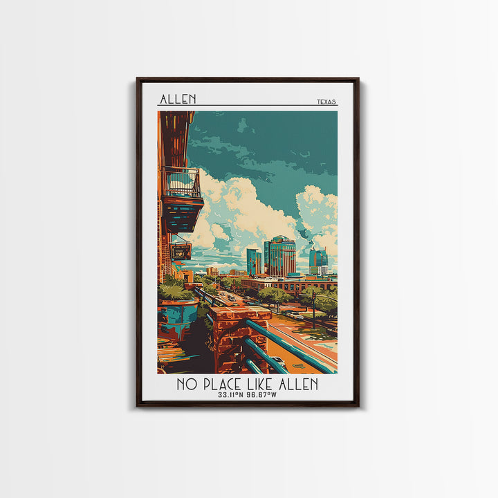 Allen Travel Poster, Canvas Print, Retro Travel Poster, City Wall Art, Art Print, Travel Wall Art, Colorful Wall Art, Travel Posters