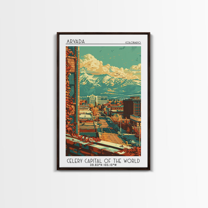 Arvada Travel Poster, Framed Canvas Print, Vintage Travel Print, City Wall Art, Travel Posters, Retro Travel Poster, Wanderlust Gift