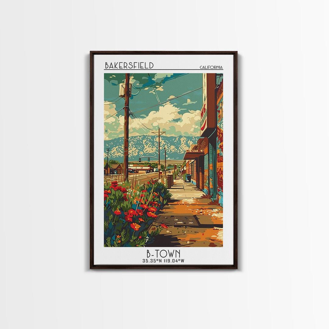 Bakersfield Travel Poster, Canvas Print, Travel Art Print, Modern Wall Decor, Colorful Wall Art, Travel Prints, Living Room Wall Art