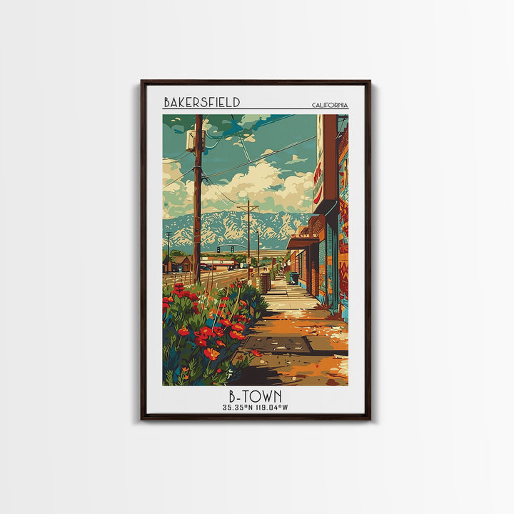 Bakersfield Travel Poster, Canvas Print, Travel Art Print, Modern Wall Decor, Colorful Wall Art, Travel Prints, Living Room Wall Art