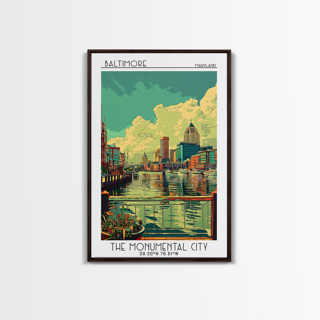 Baltimore Travel Poster, Framed Canvas Print, City Travel Poster, Travel Wall Art, Travel Wall Decor, Fine Art Print, Travel Posters