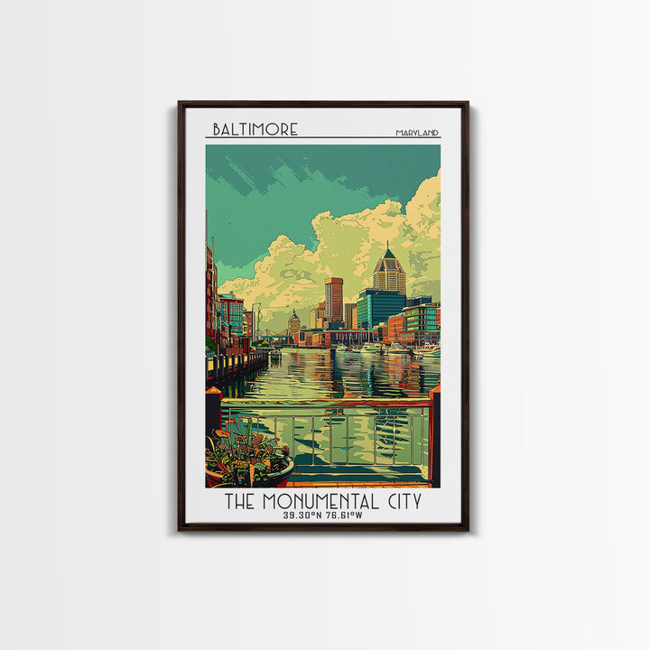 Baltimore Travel Poster, Framed Canvas Print, City Travel Poster, Travel Wall Art, Travel Wall Decor, Fine Art Print, Travel Posters