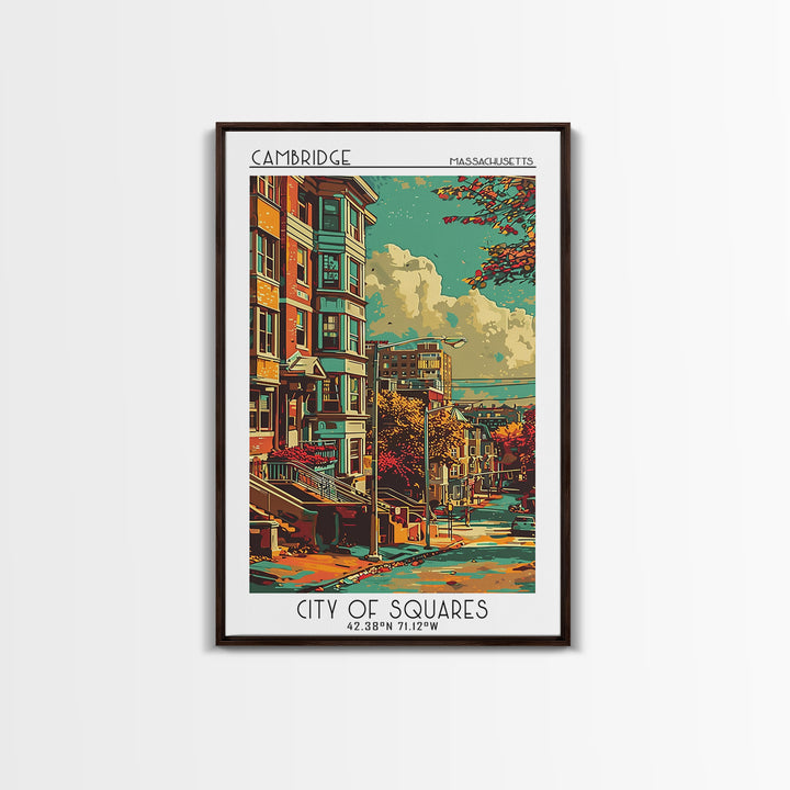 Cambridge Travel Poster, Canvas Print, Travel Prints, Landscape Art, Art Print, Poster Art, Retro Travel Print, Mid Century Wall Art