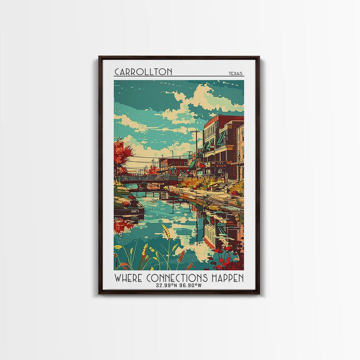 Carrollton Travel Poster, Framed Canvas Print, Poster Print, Travel Wall Art, Retro Travel Poster, City Illustration, Retro Wall Art