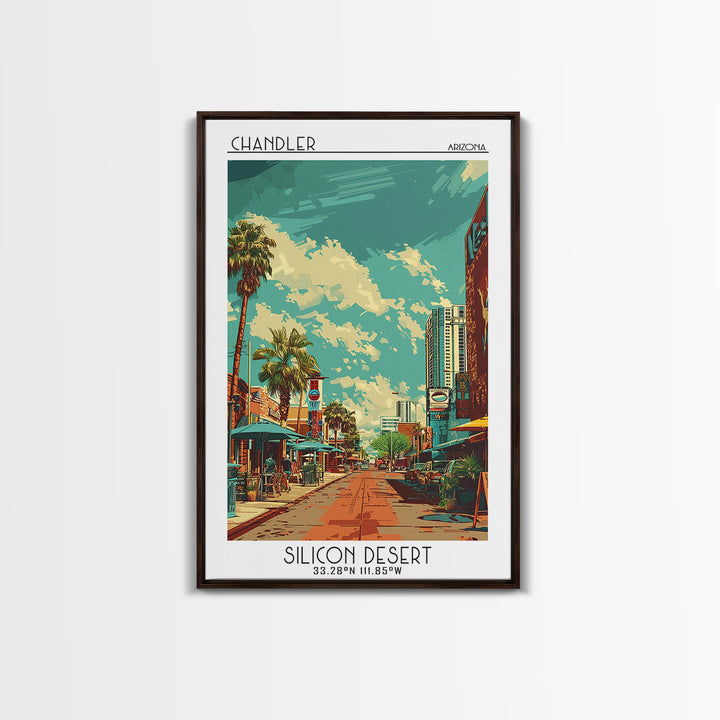 Chandler Travel Poster, Framed Canvas Print, City Art Print, Travel Wall Art, Mid Century Wall Art, Minimalist Poster, Landscape Art