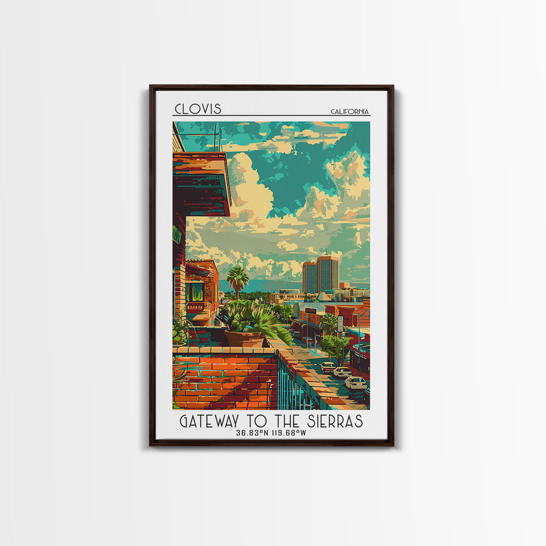 Clovis Travel Poster, Framed Canvas Print, City Art Print, Travel Wall Art, Wanderlust Gift, Poster Art, Landscape Art, Poster Print