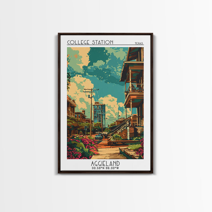 College Station Travel Poster, Framed Canvas Print, City Travel Poster, Travel Wall Art, Travel Print, Landscape Art, Travel Posters