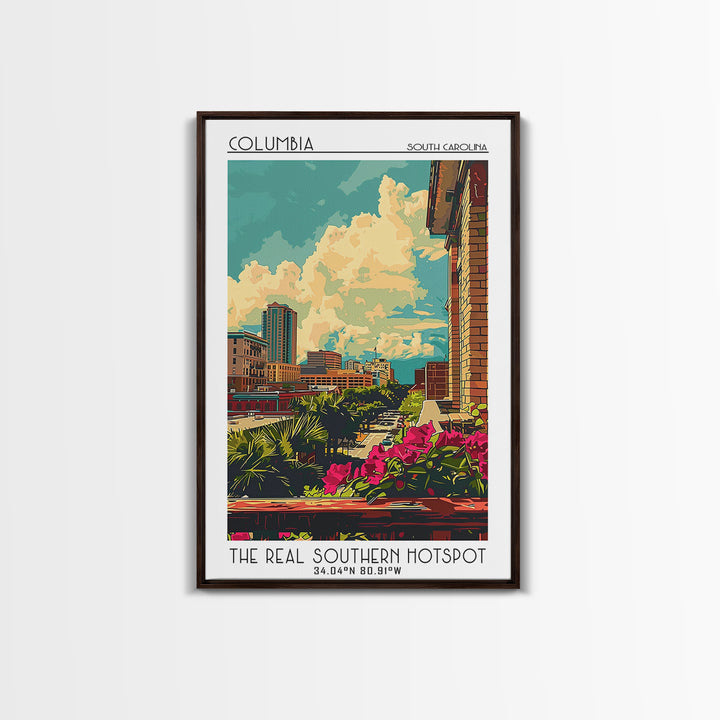 Columbia South Carolina Travel Poster, Canvas Print, Retro Travel Poster, City Wall Art, Poster Art, Travel Decor, City Illustration
