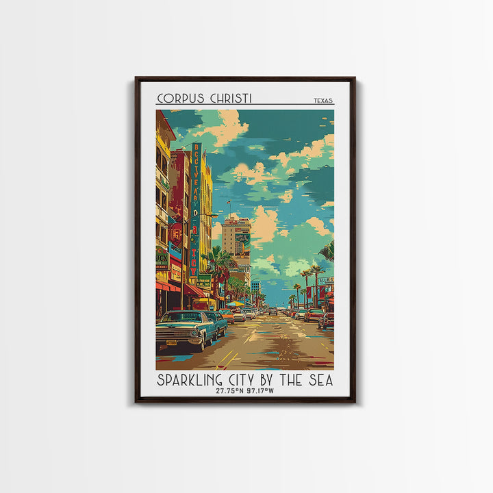 Corpus Christi Travel Poster, Canvas Print, City Art Print, Travel Wall Art, Home Office Decor, Minimalist Poster, City Illustration