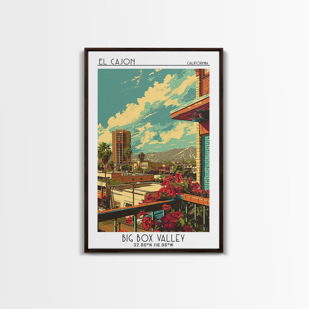 El Cajon Travel Poster, Framed Canvas Print, Travel Wall Art, City Wall Art, Poster Art, Art Print, Travel Art Print, Retro Wall Art