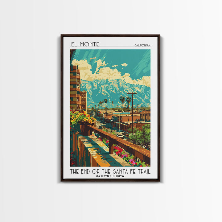 El Monte Travel Poster, Canvas Print, City Art Print, Travel Wall Art, Wall Art, Travel Prints, Gallery Wall Set, Retro Travel Print