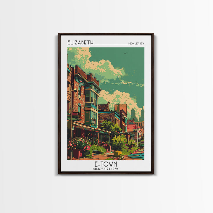 Elizabeth Travel Poster, Framed Canvas Print, Travel Art Print, Modern Wall Decor, Poster Art, City Travel Poster, Colorful Wall Art