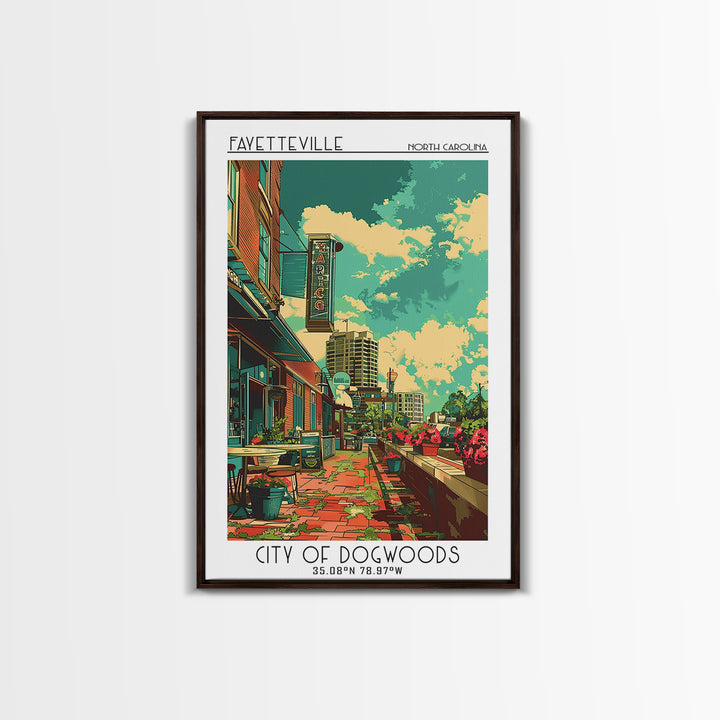 Fayetteville Travel Poster, Framed Canvas Print, Poster Print, Travel Wall Art, Minimalist Poster, City Art Print, City Illustration