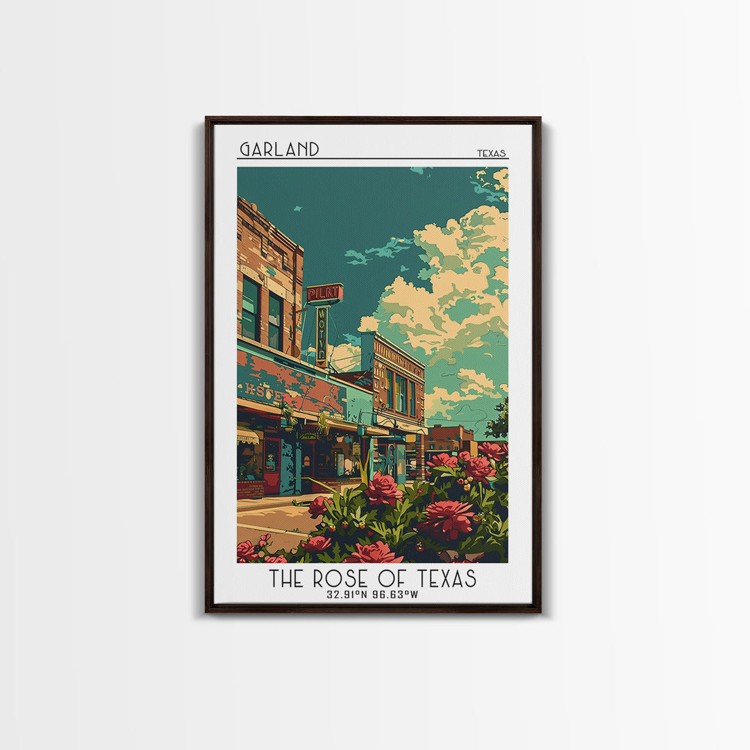 Garland Travel Poster, Canvas Print, Retro Travel Poster, City Wall Art, Travel Wall Decor, Retro Travel Print, Living Room Wall Art