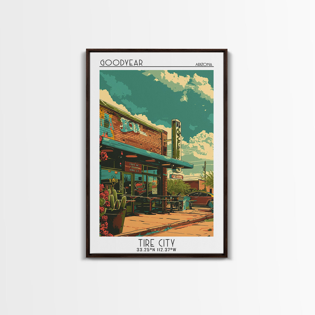 Goodyear Travel Poster, Canvas Print, City Travel Poster, Vintage City Poster, Living Room Wall Art, Travel Wall Art, City Art Print
