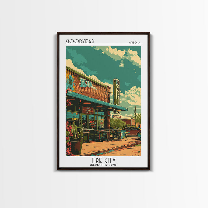 Goodyear Travel Poster, Canvas Print, City Travel Poster, Vintage City Poster, Living Room Wall Art, Travel Wall Art, City Art Print