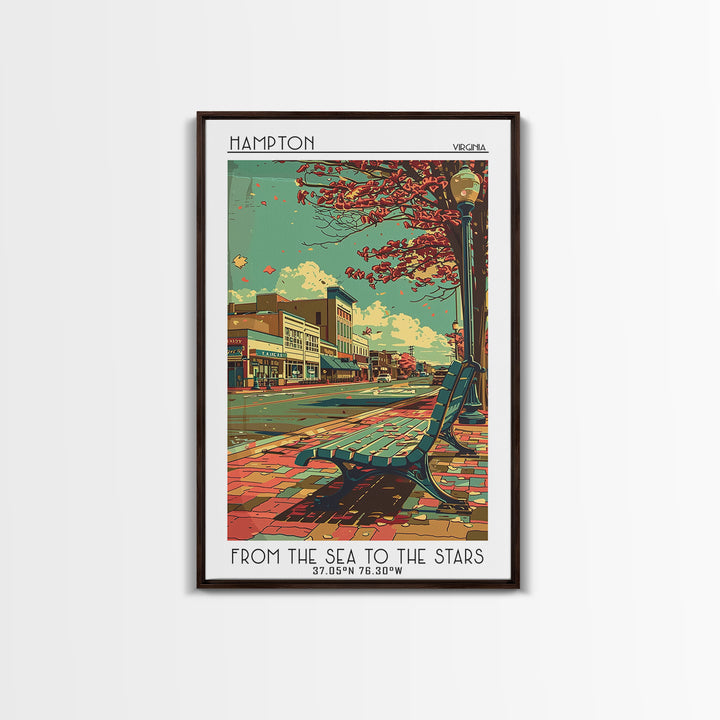Hampton Travel Poster, Canvas Print, Travel Wall Art, City Wall Art, Poster Art, Modern Wall Decor, Retro Wall Art, Travel Art Print