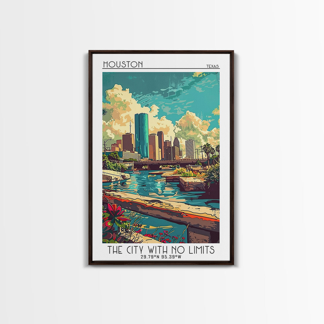 Houston Travel Poster, Canvas Print, City Travel Poster, Travel Wall Art, Art Print, Travel Print, Retro Travel Print, Landscape Art