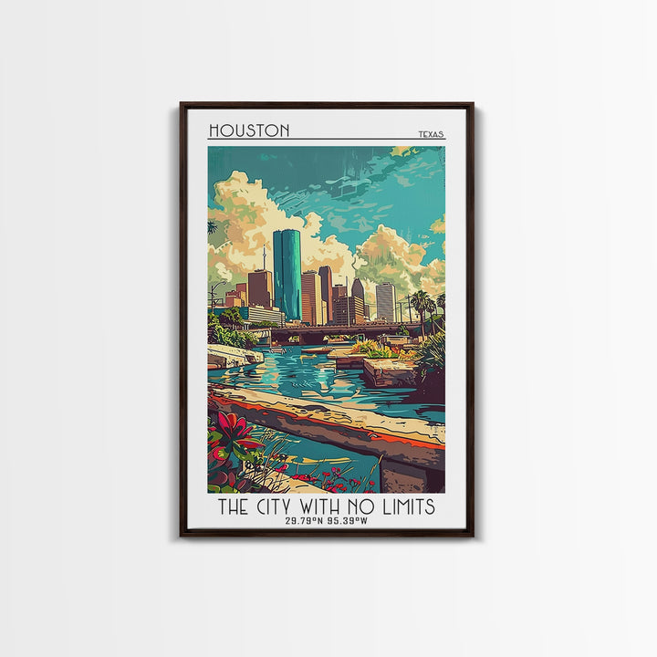 Houston Travel Poster, Canvas Print, City Travel Poster, Travel Wall Art, Art Print, Travel Print, Retro Travel Print, Landscape Art