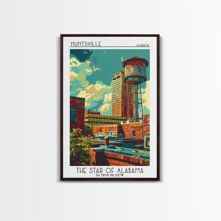 Huntsville Travel Poster, Canvas Print, Poster Print, Travel Wall Art, Travel Wall Decor, Wall Art, Travel Print, Retro Travel Print