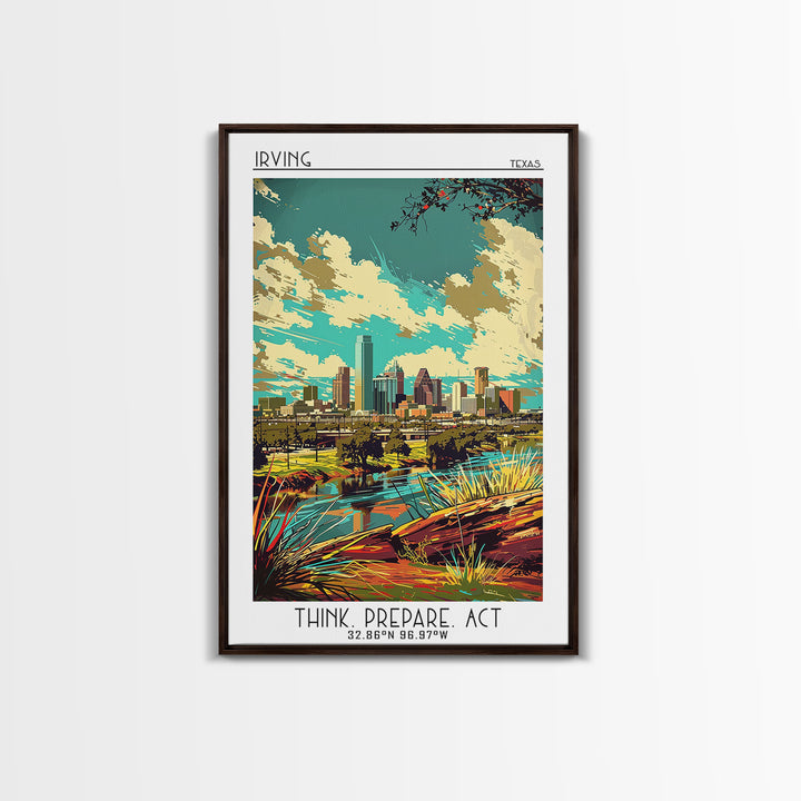 Irving Travel Poster, Framed Canvas Print, City Travel Poster, Vintage City Poster, Retro Wall Art, Retro Travel Print, Poster Print