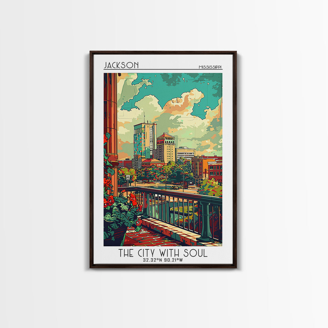 Jackson Travel Poster, Framed Canvas Print, City Travel Poster, Vintage City Poster, Landscape Art, Vintage Poster, Travel Art Print