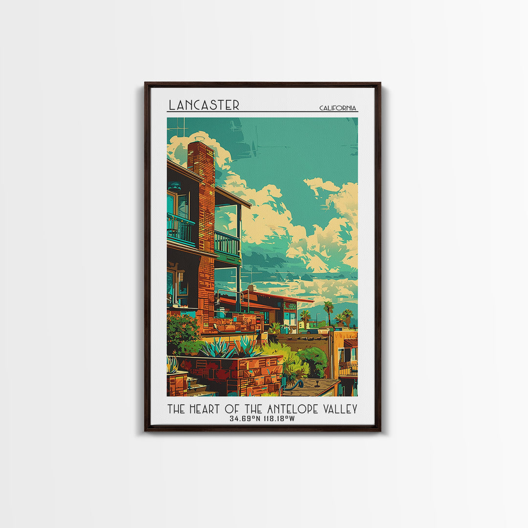 Lancaster Travel Poster, Framed Canvas Print, Vintage Travel Print, City Wall Art, Landscape Art, Minimalist Poster, Travel Wall Art