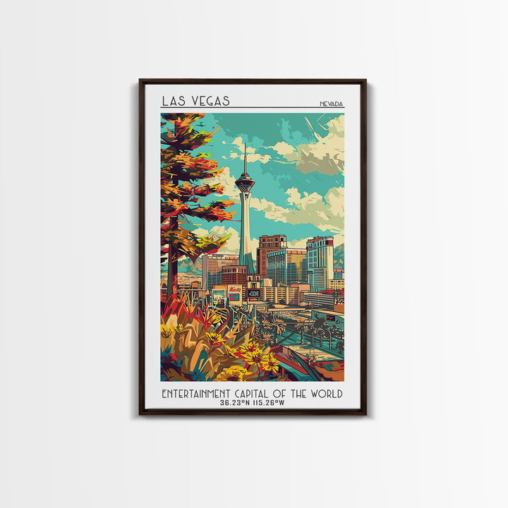Las Vegas Travel Poster, Canvas Print, City Travel Poster, Travel Wall Art, Travel Prints, Mid Century Wall Art, Vintage City Poster