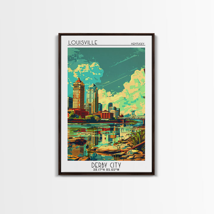 Louisville Travel Poster, Framed Canvas Print, City Travel Poster, Travel Wall Decor, City Art Print, Wall Art, Watercolor Cityscape