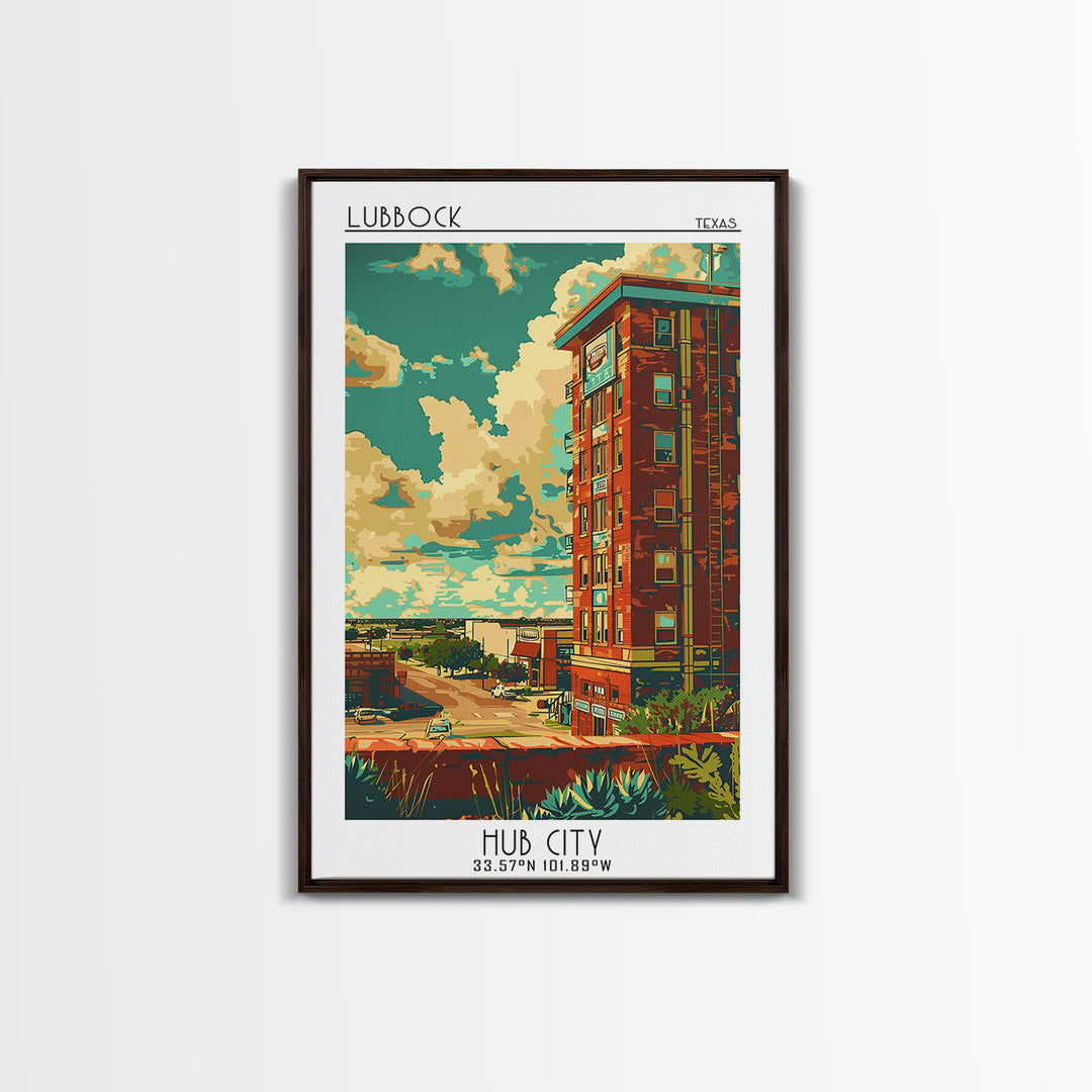 Lubbock Travel Poster, Framed Canvas Print, City Travel Poster, Travel Wall Decor, Living Room Wall Art, Home Office Decor, Wall Art