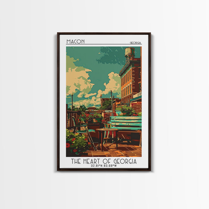 Macon Travel Poster, Canvas Print, City Travel Poster, Travel Wall Decor, Living Room Wall Art, Watercolor Cityscape, Retro Wall Art