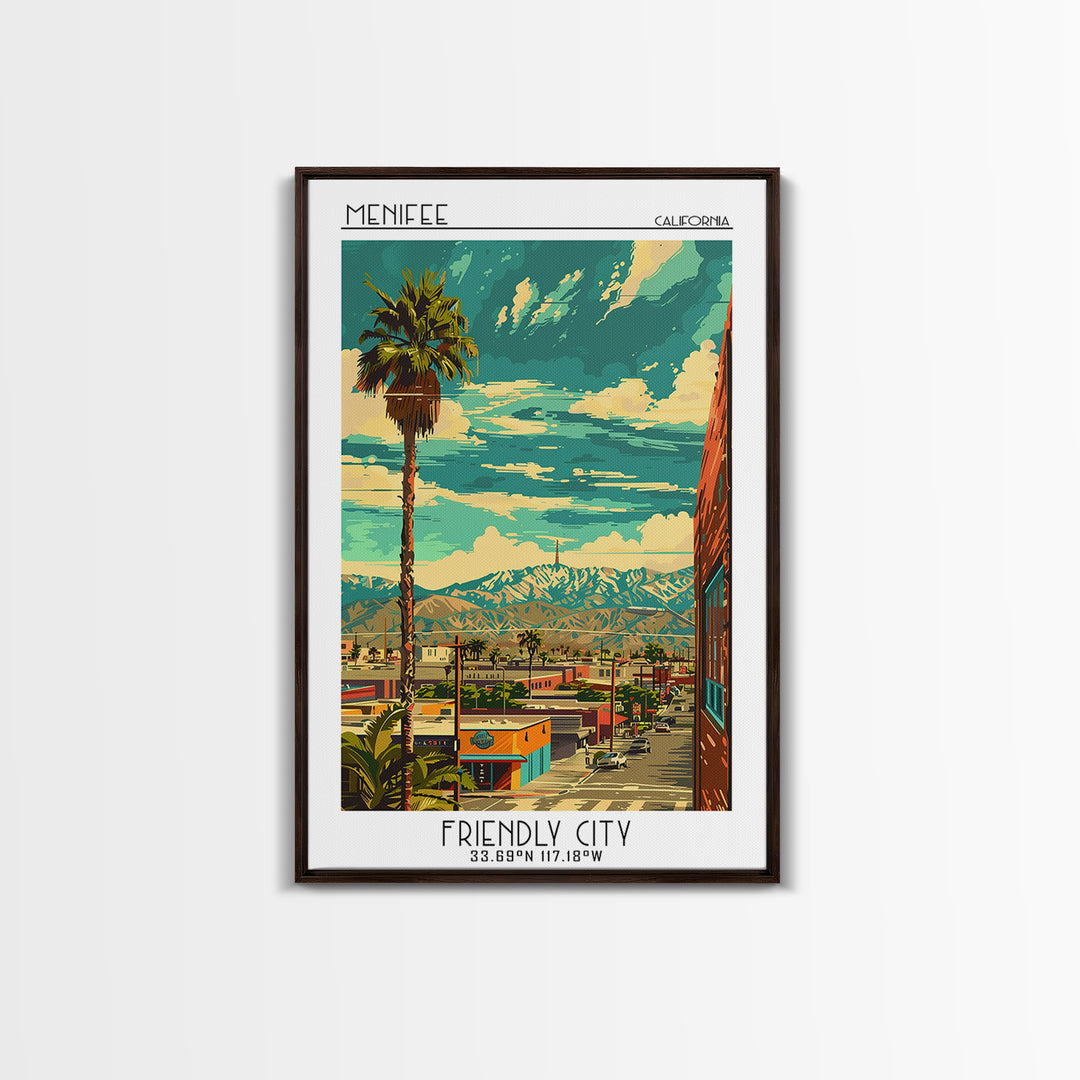 Menifee Travel Poster, Framed Canvas Print, City Art Print, Travel Wall Art, Wall Art, Home Decor, Travel Posters, Modern Wall Decor