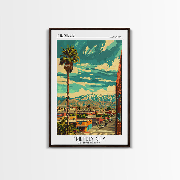 Menifee Travel Poster, Framed Canvas Print, City Art Print, Travel Wall Art, Wall Art, Home Decor, Travel Posters, Modern Wall Decor