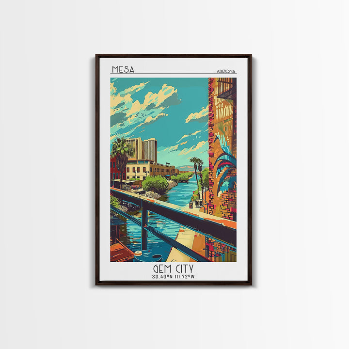 Mesa Travel Poster, Framed Canvas Print, Vintage Travel Print, City Wall Art, Fine Art Print, Minimalist Poster, Retro Travel Poster
