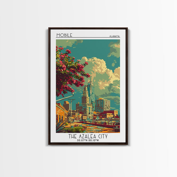 Mobile Travel Poster, Canvas Print, Travel Art Print, Modern Wall Decor, Art Print, Travel Prints, Colorful Wall Art, City Art Print