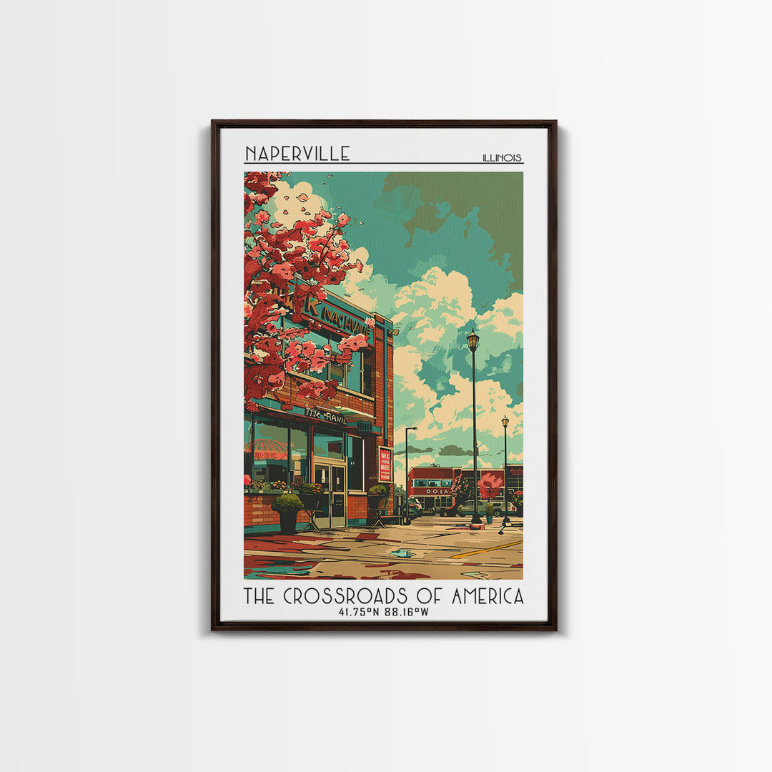 Naperville Travel Poster, Canvas Print, Retro Travel Poster, City Wall Art, City Art Print, Retro Travel Print, Living Room Wall Art