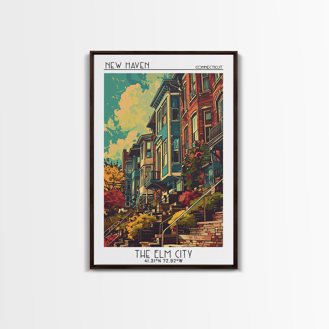 New Haven Travel Poster, Canvas Print, City Travel Poster, Vintage City Poster, Landscape Art, Travel Wall Art, Mid Century Wall Art