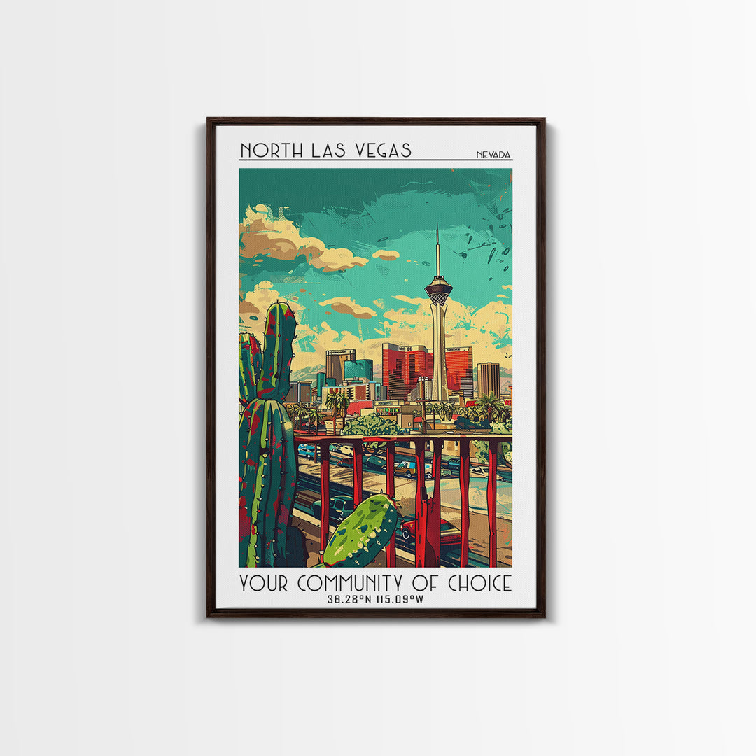 North Las Vegas Travel Poster, Framed Canvas Print, Travel Wall Art, City Wall Art, Travel Art Print, Fine Art Print, Vintage Travel