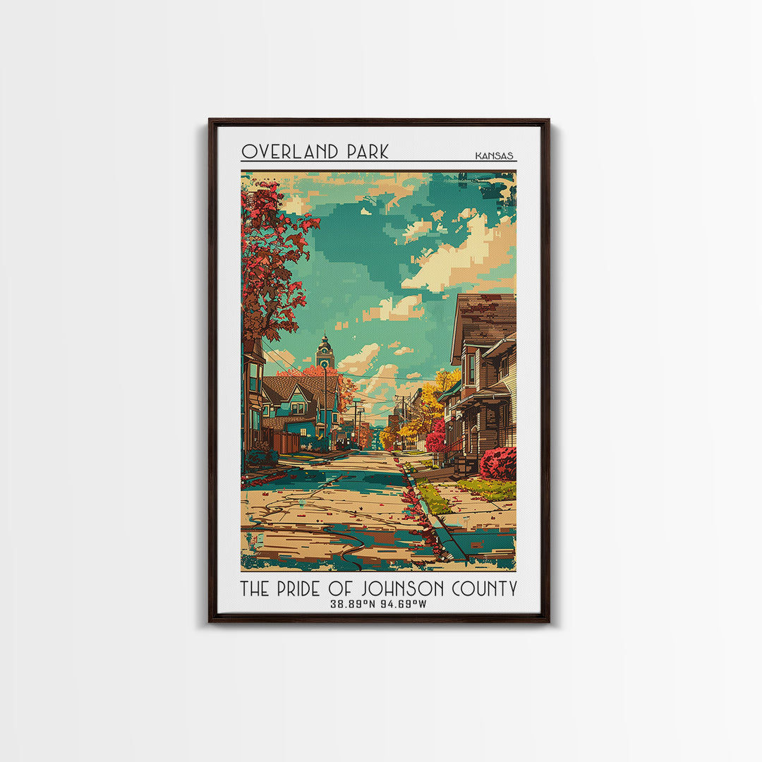 Overland Park Travel Poster, Framed Canvas Print, Vintage Travel Print, City Wall Art, Travel Posters, Travel Prints, City Art Print