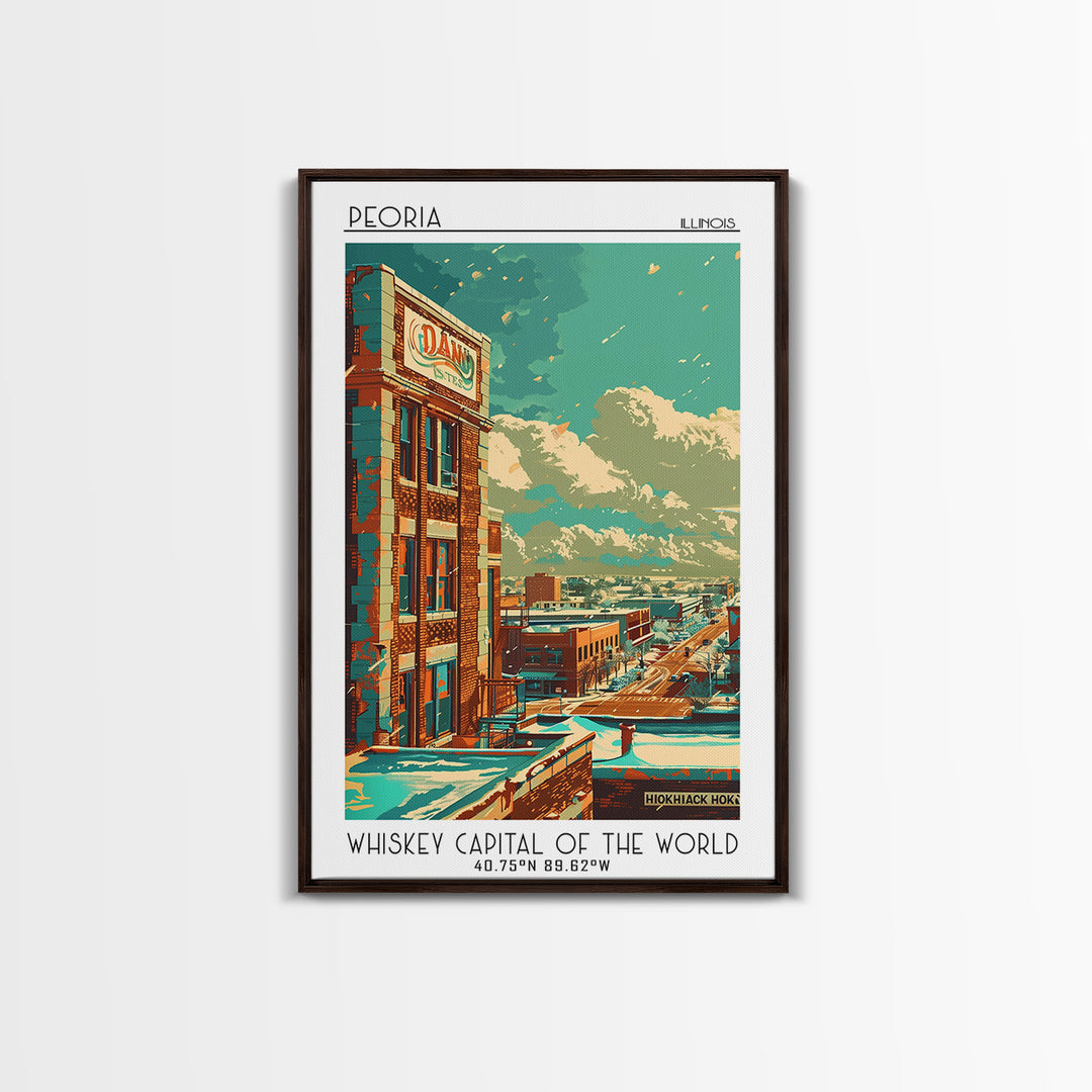 Peoria Illinois Travel Poster, Canvas Print, City Travel Poster, Travel Wall Decor, Retro Travel Poster, Gallery Wall Set, Art Print