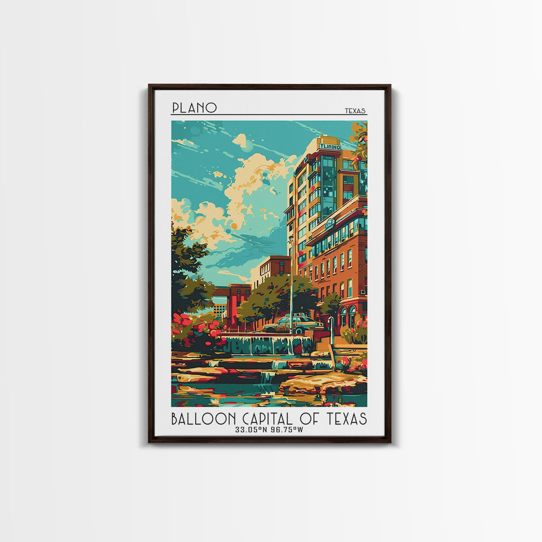 Plano Travel Poster, Canvas Print, Retro Travel Poster, City Wall Art, Travel Decor, Poster Art, Gallery Wall Set, Travel Wall Decor