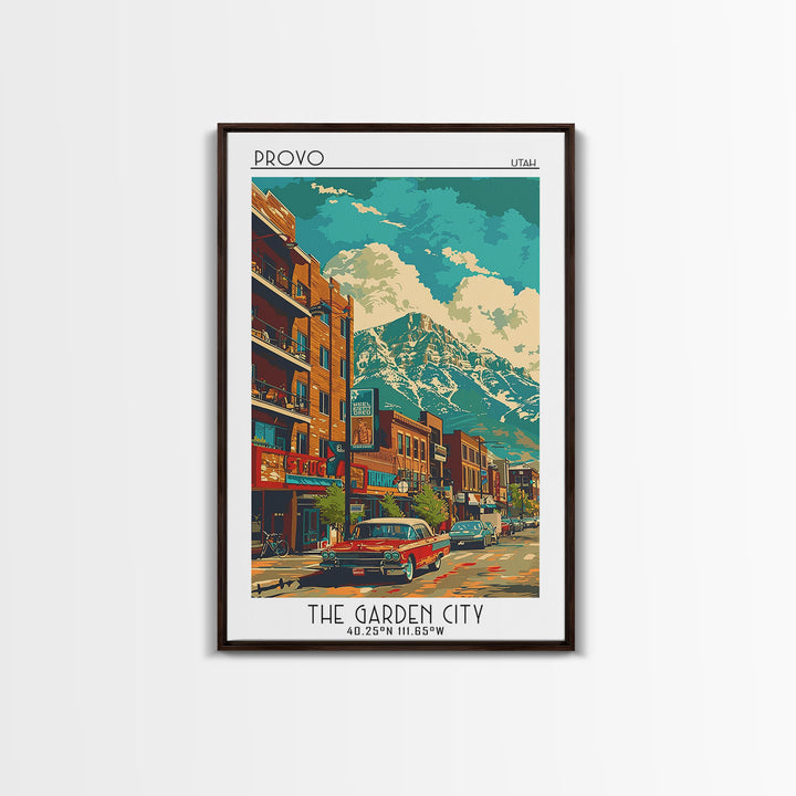 Provo Travel Poster, Canvas Print, Retro Wall Art, Travel Print, Mid Century Wall Art, Art Print, City Art Print, City Travel Poster
