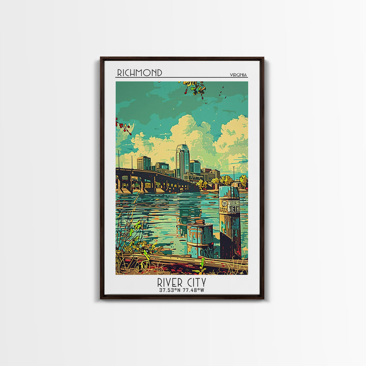 Richmond Virginia Travel Poster, Framed Canvas Print, Poster Print, Travel Wall Art, Home Office Decor, Travel Print, Travel Posters
