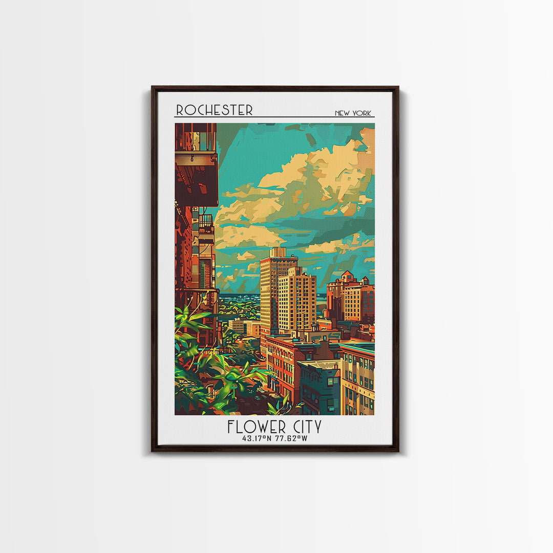Rochester New York Travel Poster, Canvas Print, Travel Wall Art, City Wall Art, Vintage Travel, City Art Print, Living Room Wall Art