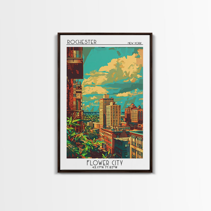Rochester New York Travel Poster, Canvas Print, Travel Wall Art, City Wall Art, Vintage Travel, City Art Print, Living Room Wall Art