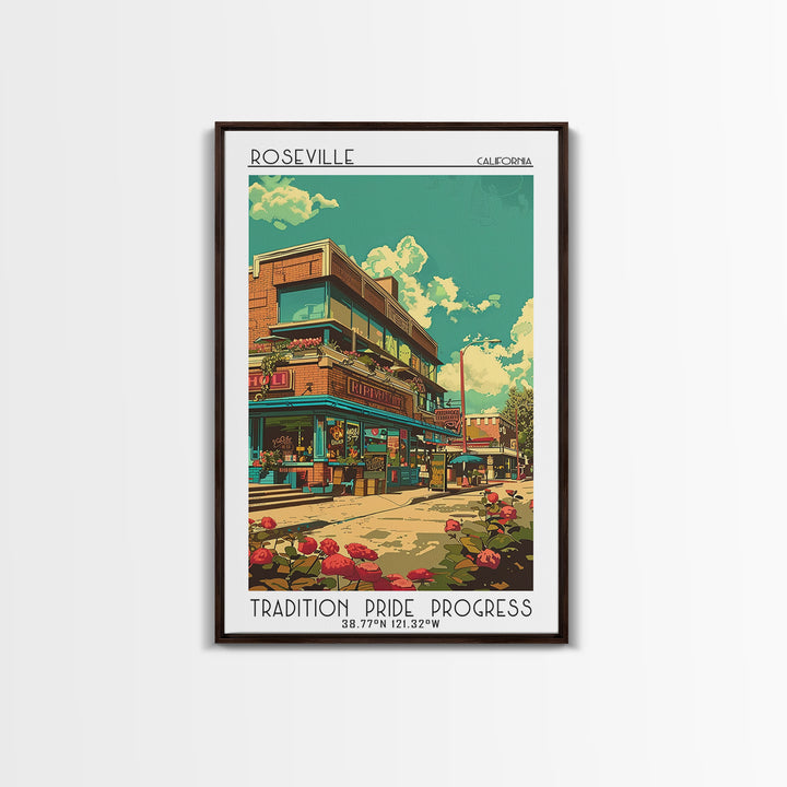 Roseville Travel Poster, Framed Canvas Print, Poster Print, Travel Wall Art, Fine Art Print, Mid Century Wall Art, Minimalist Poster