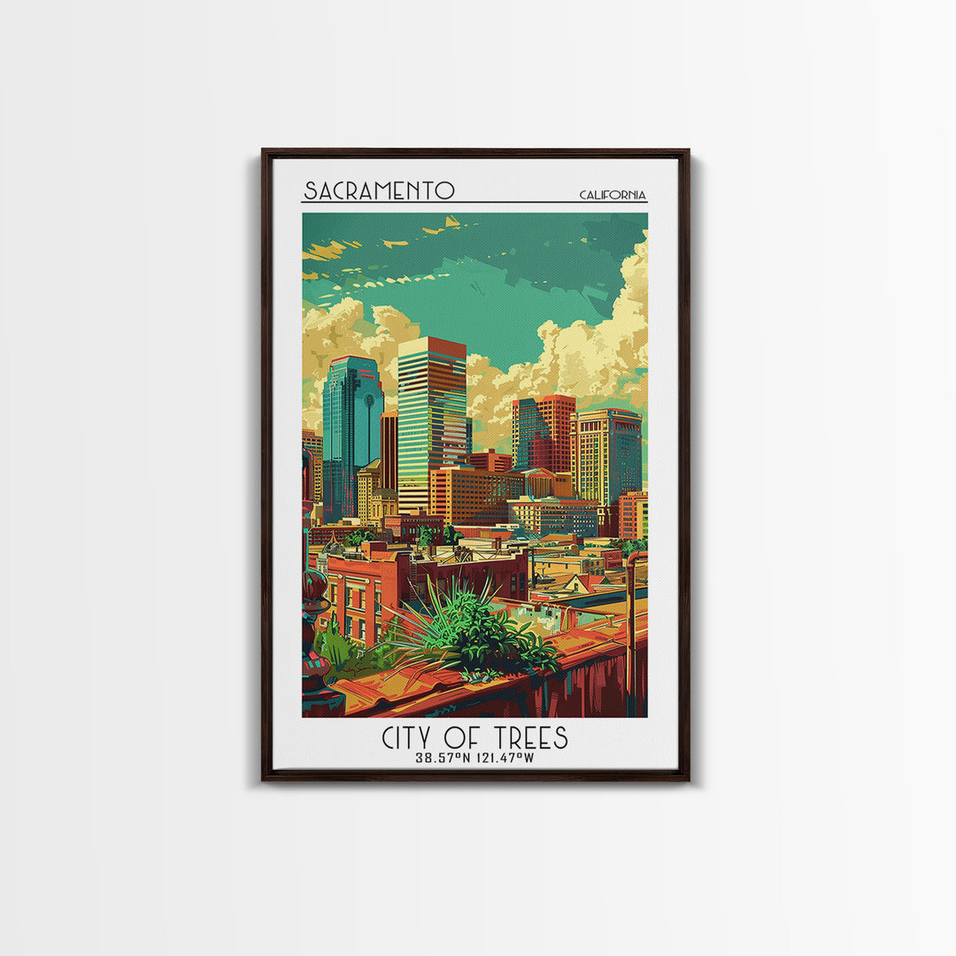 Sacramento Travel Poster, Framed Canvas Print, Travel Wall Art, City Wall Art, Wanderlust Gift, Gallery Wall Set, City Travel Poster