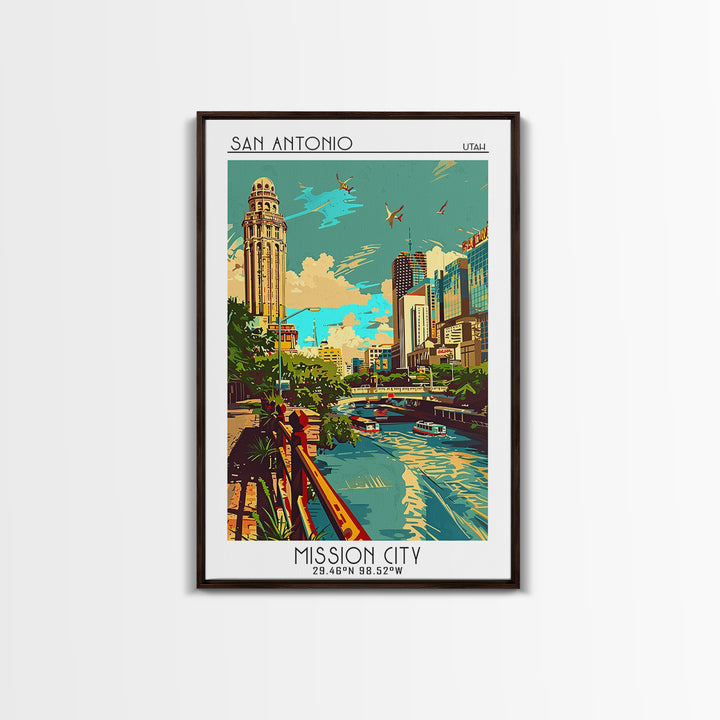 San Antonio Travel Poster, Canvas Print, Vintage Travel Print, City Wall Art, Travel Wall Art, Minimalist Poster, Retro Travel Print