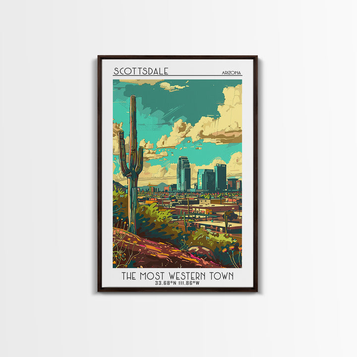 Scottsdale Travel Poster, Canvas Print, Travel Wall Decor, Minimalist Poster, Modern Wall Decor, Travel Posters, Retro Travel Poster